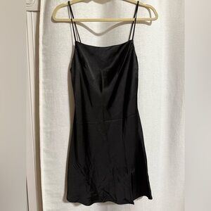 Beginning Boutique Black Strapless Slip Dress with Slit